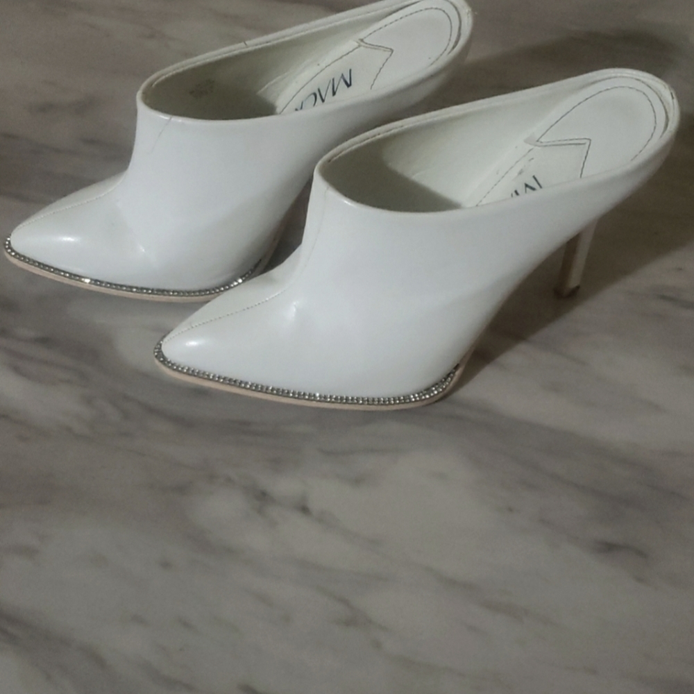 White high heel mules